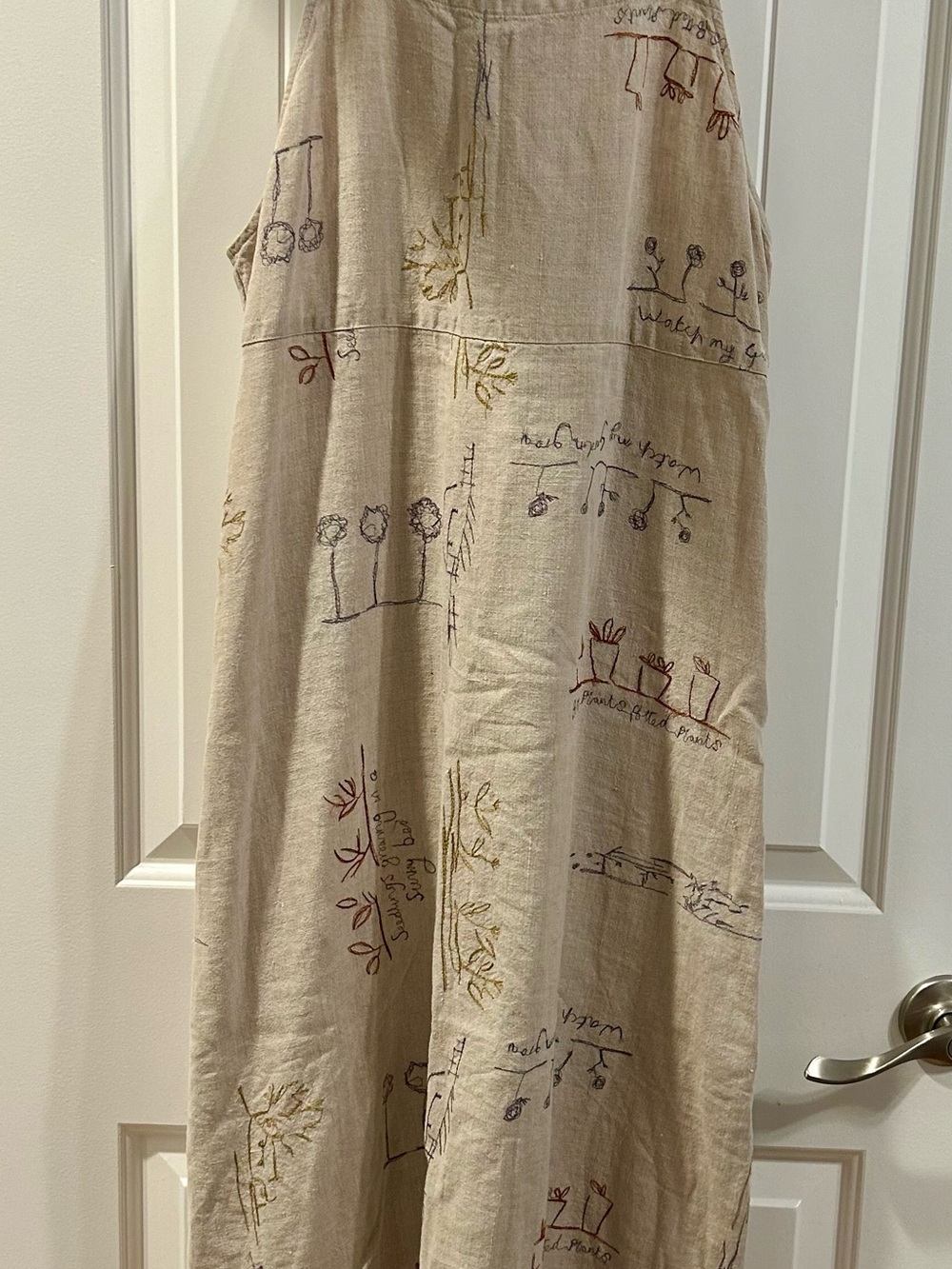 Vintage Carol Anderson California Dress Size Small Pure Linen Embroidered Folk